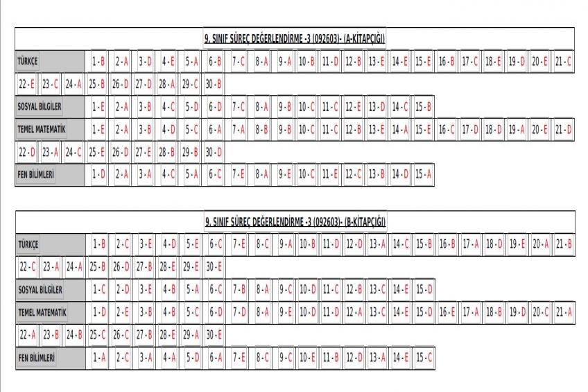 9 - 10.Sınıf Deneme Cevap Anahtarı (10.04.2026)